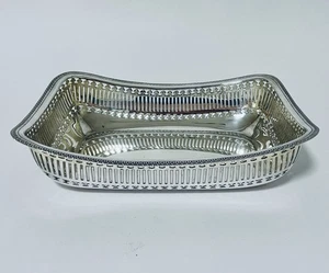 Antique Solid Sterling Silver Pierced Bread or Fruit Basket Bowl 1913 Goldsmiths - Picture 1 of 10