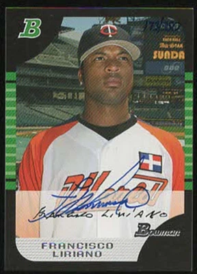 Tarjeta de novato Bowman Originals 2006 Francisco Liriano autógrafo radiocontrol automático #173/350 Foto 1 de 2