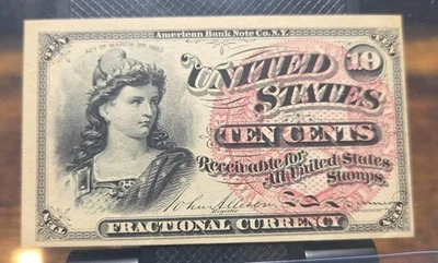 1863 United States 10 Cent Fractional Currency Note - Image 1 of 2