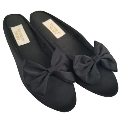 Victoria’s Secret Westgate Satin Shoe / Slipper Black Size 7/8 Vintage - Image 1 of 3