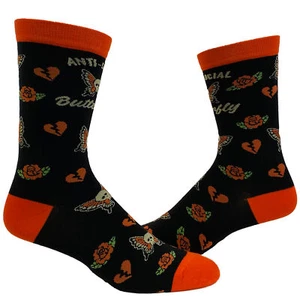 Women's Anti Social Butterfly Socks Funny Introvert Sarcastic Graphic Novelty - Picture 1 of 9