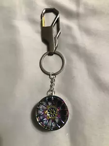 Wheel Keychain Metal Racing Rim, Metalic, Tire, Automotive, Key Chain, Car - Picture 1 of 3