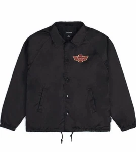 Brixton CYLINDER Black Burgundy Gold Logo Light Windbreaker Coaches Men's Jacket - Picture 1 of 5