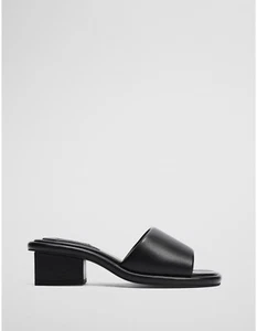 Country Road Black Leather Heel Slides Sandals Size 41 New! - Picture 1 of 13