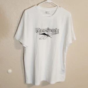 Reebok Mens Size M Classics Tee All Cotton White with Navy Big Logo New with Tag - Picture 1 of 6