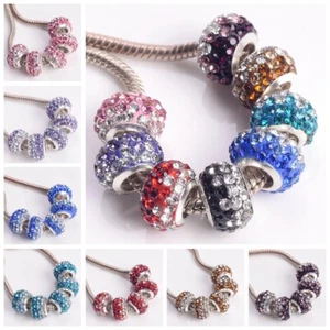 5 piezas Rondelle 7x11mm Estrás Dije Europeo Cuentas de Gran Sujeción para Pulsera Hágalo Usted Mismo - Imagen 1 de 12