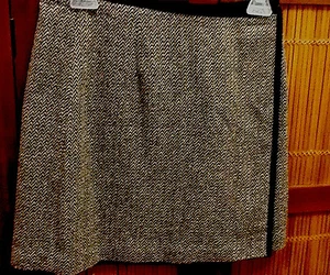 ANN TAYLOR PETITES 8P NWT BL/GRAY FULLY LINED WRAP MINI TRIMED IN VELVET - Picture 1 of 12