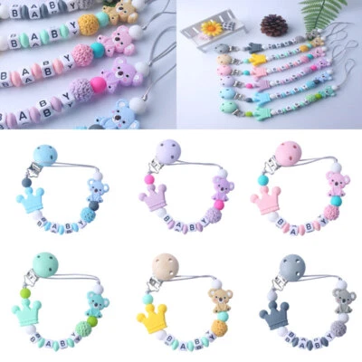 Dummy Clip Baby Boys Girls Pacifier Soother Chain Holder Strap Clips Silicone ~⇘ - Image 1 of 4