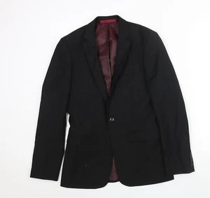 Topman Mens Black Polyester Jacket Suit Jacket Size 34 Regular - Picture 1 of 10