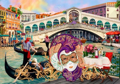 Wooden City Puzzle IN Legno, Venezia Carnevale 600 Parti, Legno Di - Immagine 1 di 4