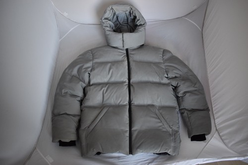 Alexander Wang x H&M 3M piumino argento trapuntato zip cappuccio giacca cappotto uomo small S