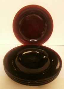 Antique Vintage Deep Burgundy Wine Red Salad Luncheon Plates 8 1/8” Set Of 5 - Picture 1 of 4