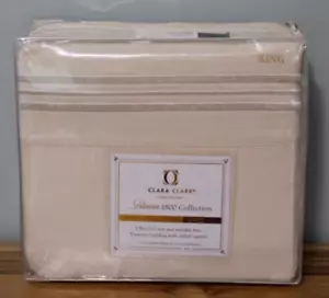 Clara Clark Deluxe Sheet Set Premier 1800 Collection King Cream 100% Microfiber - Picture 1 of 4
