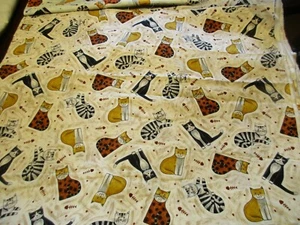 1 Fat Quarter Cotton Fabric Catnip Cats Kittens Kitty Blank Quilting 2008 Tan - Picture 1 of 4