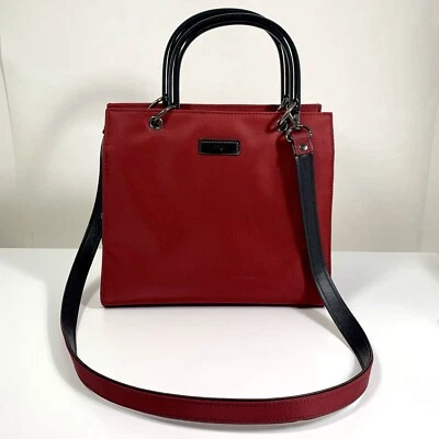 Bolso de mano ESPRIT rojo negro de tela con asa de resina doble superior con correa para el hombro Foto 1 de 4