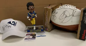 ERIC DICKERSON Lot Of 4 SIGNED FOOTBALL HOF 99 Cap Bobble Mini Helmet Rams Colts - Picture 1 of 9