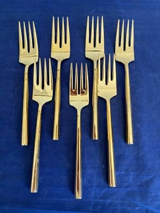 Set of 7 Oneida Japan BLEECKER Gold E.P. SS Electroplated Flatware Salad Forks - Bild 1 von 3