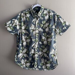 J.Crew Floral Hawaiian Shirt Men’s Large Short Sleeve Casual Button Green Blue