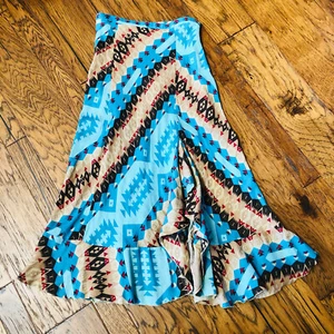 Tasha Polizzi Aztec Southwest Ruffle Kick Out Skirt Large Boho Boots Turquoise - Picture 1 of 5