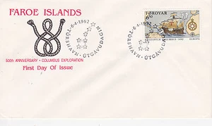 1992 500th ANNIVERSARY OF CHRISTOPHER COLUMBUS EXPLORATION FDC - FAROE ISLANDS - Picture 1 of 1