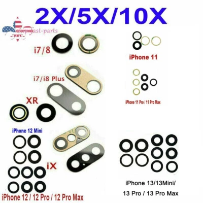 Back Camera Glass Lens Replacement Lot For 7 8 X XR XS iPhone 11 12 13 14 15 16 - Image 1 of 4