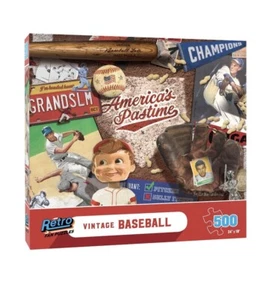 Retro Vintage Baseball American Puzzle 500 Pieces 24”x 18” Made in USA Sealed - Picture 1 of 7