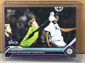 2023 TOPPS NOW MLS #58 CHRIS BRADY CHICAGO FIRE FC ROOKIE Purple Parallel 7/25