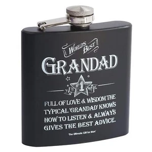 Frasco de cadera de regalo mejor abuelo del mundo 6 oz acero inoxidable día del padre caja de regalo - Imagen 1 de 2