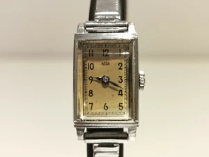 VINTAGE WW2 ERA TANK CHROMED SWISS LADIES MECHANICAL WATCH"ARSA" /August Reymond - Picture 1 of 12