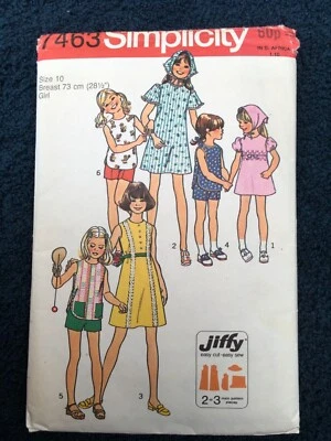 1970’s ORIGINAL SIMPLICITY CUT SEWING Pattern Pack 7463 age10 - Image 1 of 2