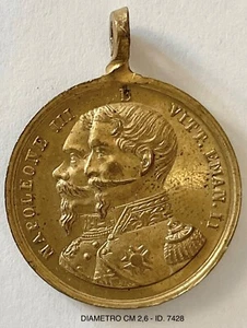 VITTORIO EMANUELE II° NAPOLEONE III° 1859 MED. POPOLARE ALLE ARMATE FRANCO SARDE - Picture 1 of 6