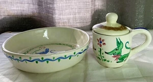 ANTIKE HISTORISCHE HANDGEFERTIGTE/BEMALTE WEISSE TON UNTERTASSE & TASSE "ALLES IST WEG" 1945 - Bild 1 von 15