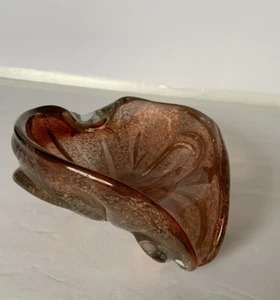Vintage Heart Shaped Hand Blown Art Glass Heavy (4 Lbs) MCM Dish Bowl Ashtray - Picture 1 of 11