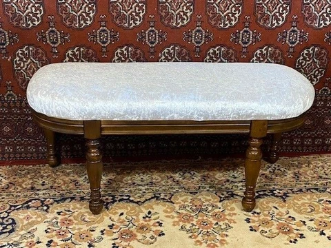 Bench Upholstered Vintage Wood Seat Vanity French Cover