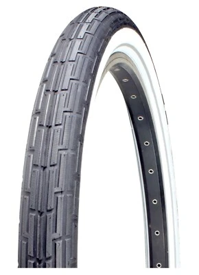 DELI TIRE Deli 26 x 2.35 Foldable Bead, Beach Cruiser Bike Tire, Black/White, Reflective