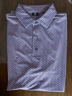 NUEVO CON ETIQUETAS POLO HOMBRE FOOTJOY SHELL ESTAMPADO, TALLA: L, COLOR: ROJO/BLANCO (M18) Foto 1 de 3