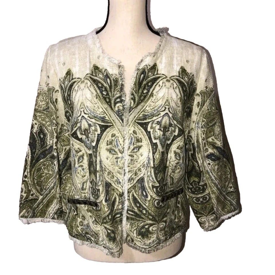 Chaqueta Chicos Talla 2 US L Embellecida Heritage Tweed Verde Cachemira Mangas 3/4 Foto 1 de 4