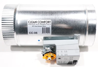 CLEAN COMFORT 6 Inch Round HVAC Zone Damper 3 Wire Power Open Close Belimo Motorized 24V AC
