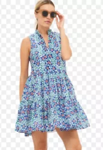 Abito Oliphant senza maniche giogo mini in cotone blu Lucia floreale XXS - Foto 1 di 10