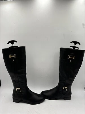 Karen Scott DELIEE Black Faux Leather Round Toe Side Zip Knee High Boots 6.5M/WC - Image 1 of 4