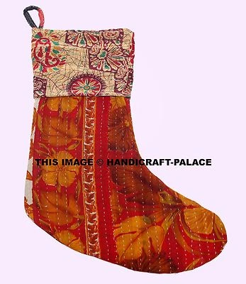 Medias vintage bohemias de Navidad decoración algodón Kantha manga media  Foto 1 de 3