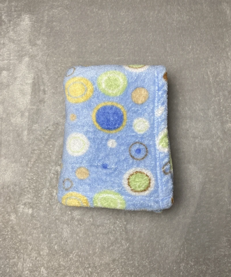 Baby Gear Blanket Circle Blue Green Yellow White Brown Dots Soft Fleece Lovey - Изображение 1 из 3