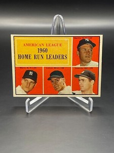 1961 Topps AL Home Run Leaders 1960 NM #44 Mickey Mantle Roger Maris Yankees