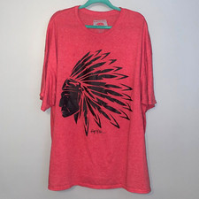 Ring Of Fire Native American Indian Chief Graphic Print Tee T-Shirt Men's 3XL