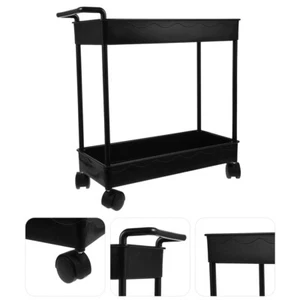 Mobile Shelving Unit 2 Tier Storage Cart Rolling Utility Cart - Picture 1 of 12