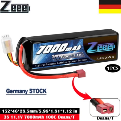Zeee 11,1V 3S Lipo Akku Batterie Deans 7000mAh 100C für RC Auto Flugzeug Buggy - Bild 1 von 4