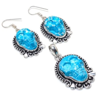 Juego de colgante + pendiente de plata de ley 925 Larimar v785 Foto 1 de 4