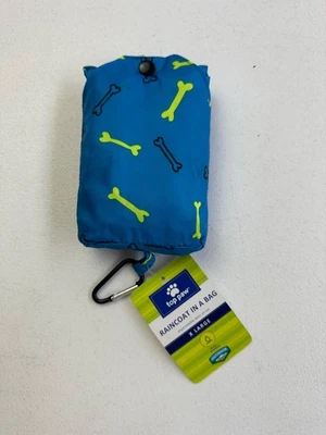 Top Paw Dog Lightweight Packable Raincoat Blue Bones XL Travel Bag Water Resitan - Image 1 of 4