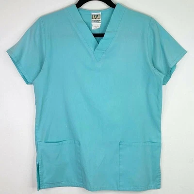 Uniform Advantage UA Scrubs V-Neck Solid Blue Scrub Top Shirt Size XS - Image 1 of 4