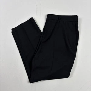 Haggar Mens Dress Pants Khaki Flat Straight Super Flex Waistband, Black 38x29 - Picture 1 of 4